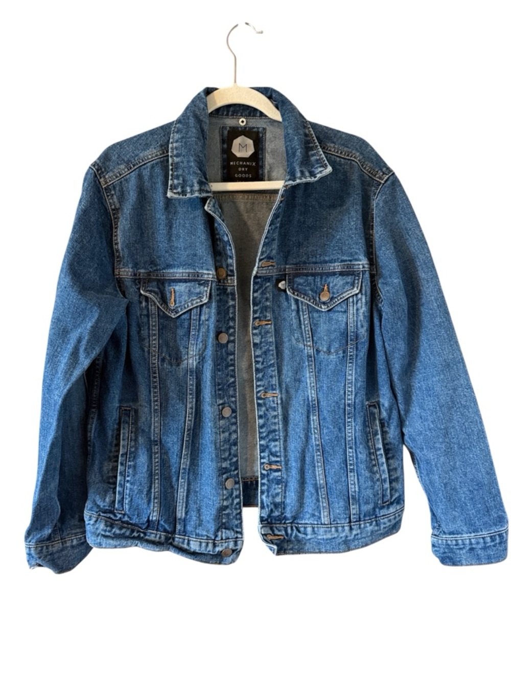 Mechanix Dry Goods Blue Denim Trucker Jacket Mens Size L Large